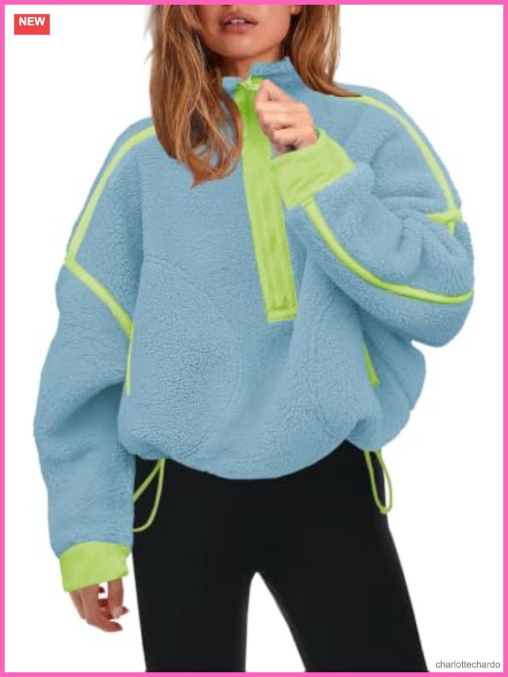 Womens Half Zip Fleece Pullover Sherpa Jacket Fuzzy Teddy Sweatshirt